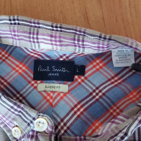 Paul Smith Jeans Men's Plaid Lightweight Cotton Shirt, Size L - Picture 3 of 5